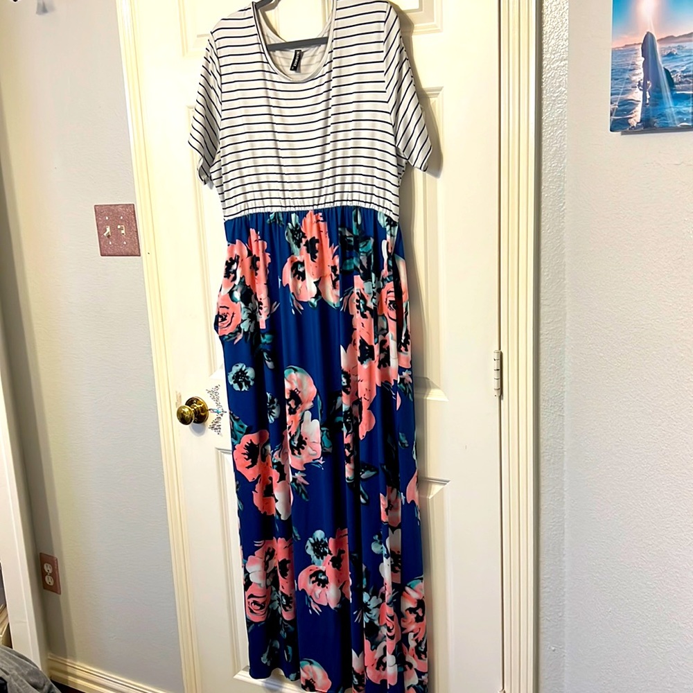 Stripe & floral maxi